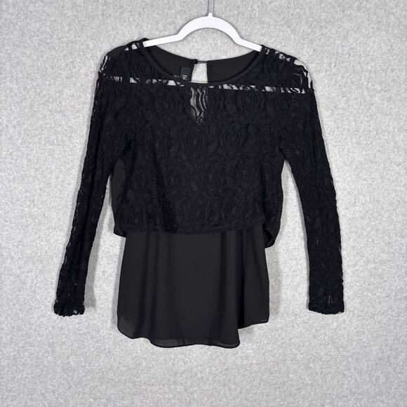 Y2K 90s BCX Top Small Lace Sheer Layered Whimsigoth Witch Coquette Career Goth - Picture 1 of 9